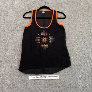 Deb Womens Tank Top S Small Sleeveless Black sheer Beaded USA y2k grunge goth